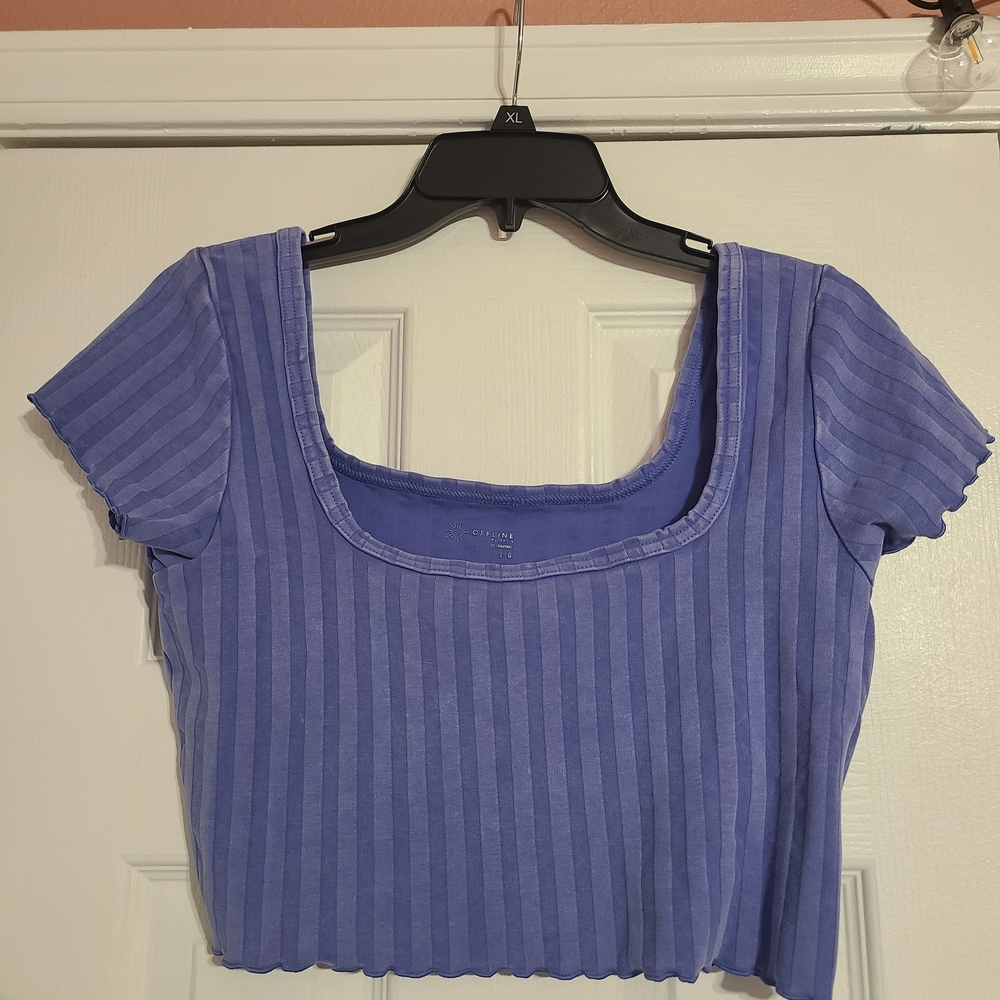 Aerie Lavender Striped Crop Top